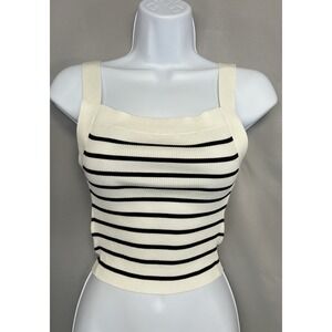 Goelia knit tank vest top medium 4 black white stripes ladies bnwt new stripes